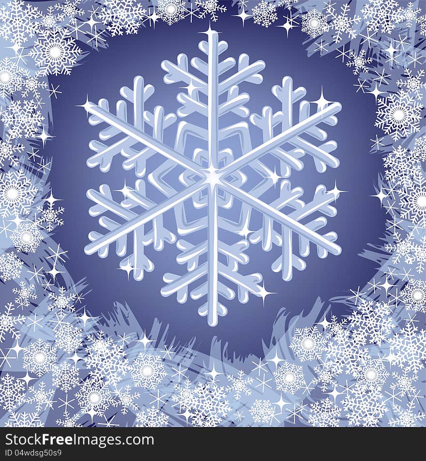 Christmas frozen background with snowflakes