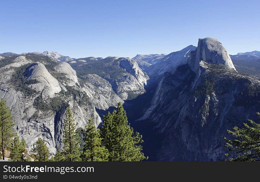 Yosemite Valley Panorama On A Beautiful Sunny Day