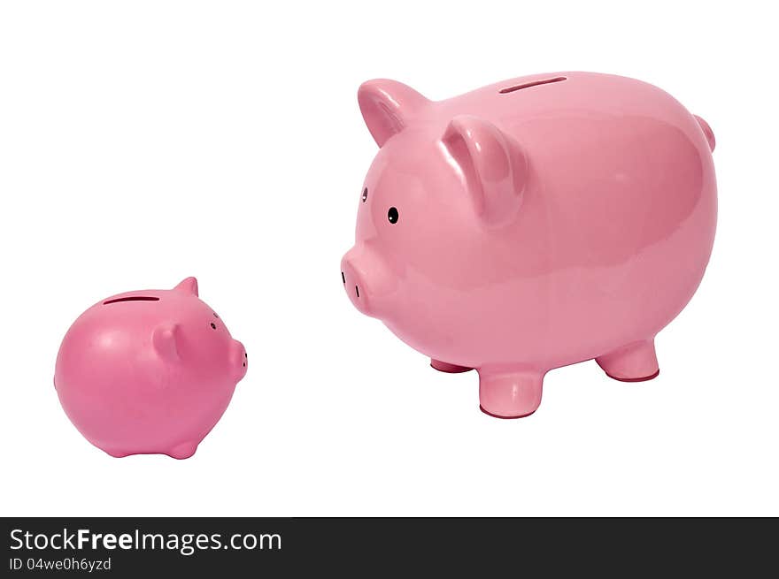 Piggy parent discusses finances with their child. Piggy parent discusses finances with their child.