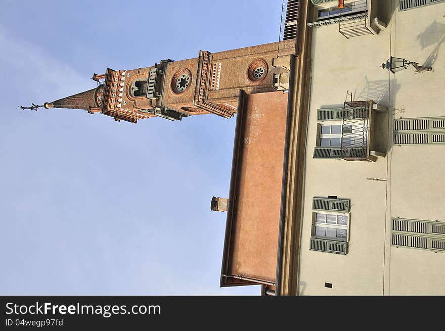 Facade of a church in Cuneo, Italy