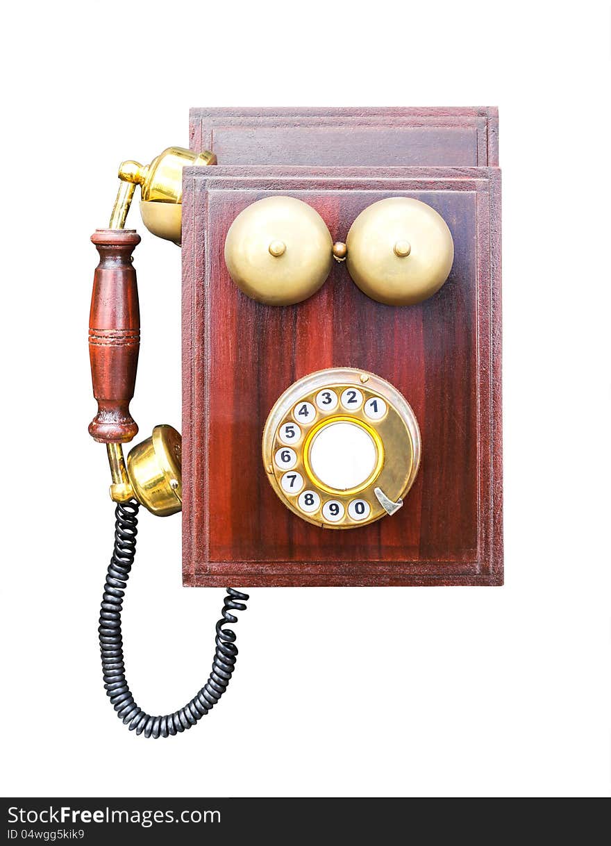 Antique wooden telephone