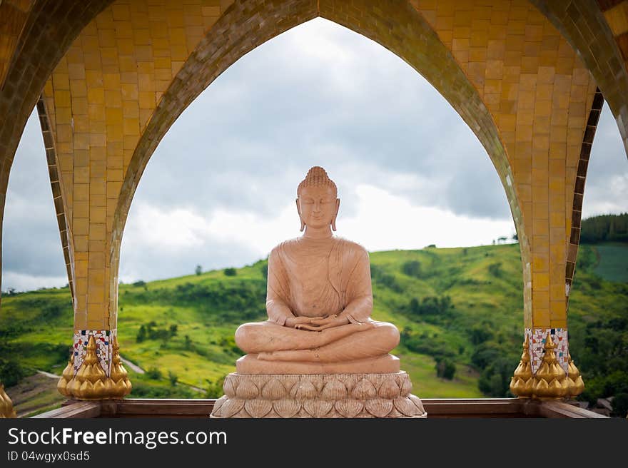 Stone buddha image at the pavilion, thailand