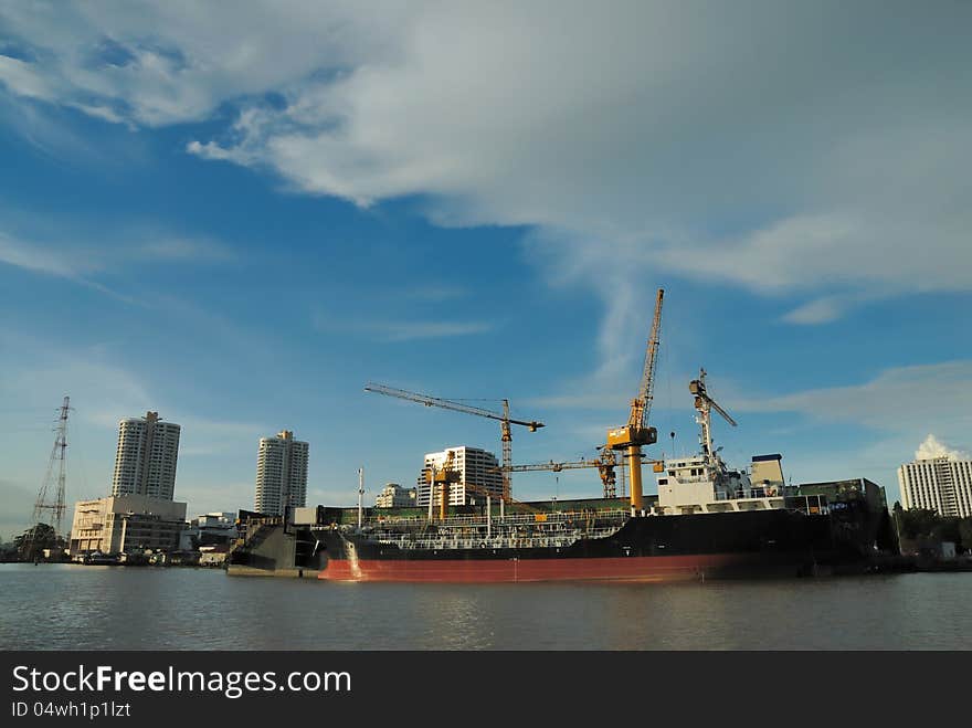 Big ship  at the shipyard