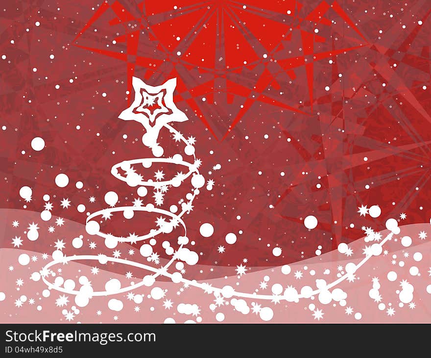 Abstract illustration of red Christmas background with snow. Abstract illustration of red Christmas background with snow.