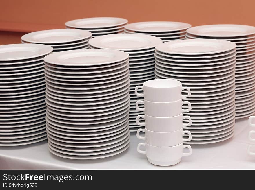 Pure white crockery in shades of gray