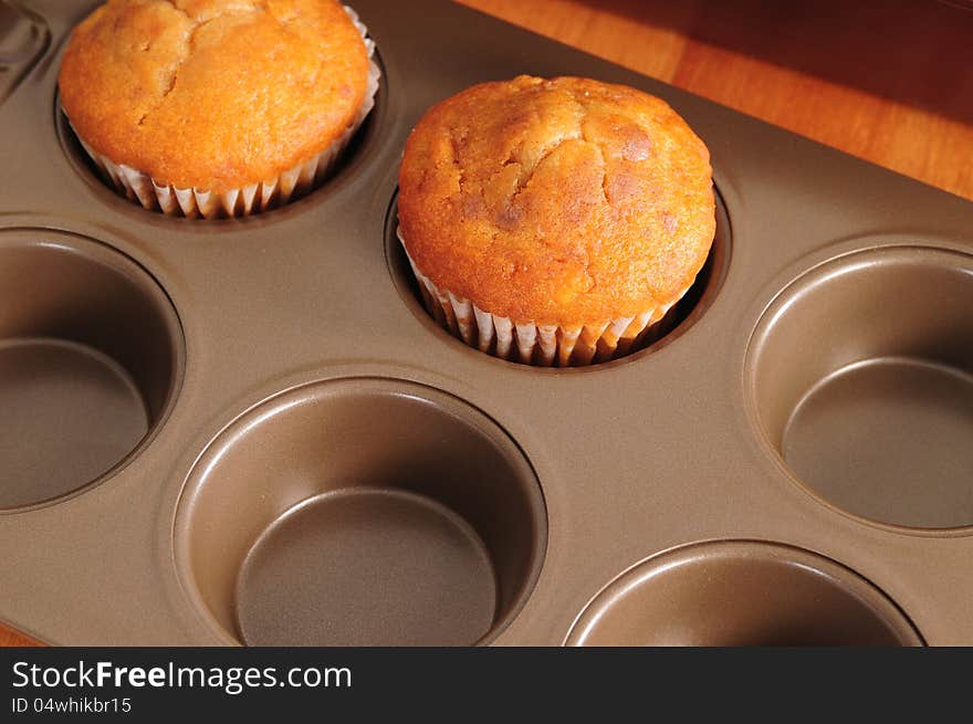 Baking muffins.