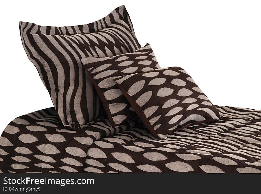 Soft pillows on comfortable bed spreads. Soft pillows on comfortable bed spreads.