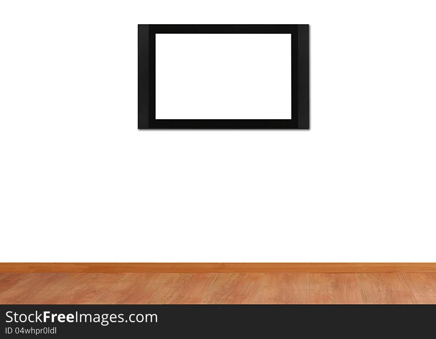 Empty room with television on a white wall. Empty room with television on a white wall.