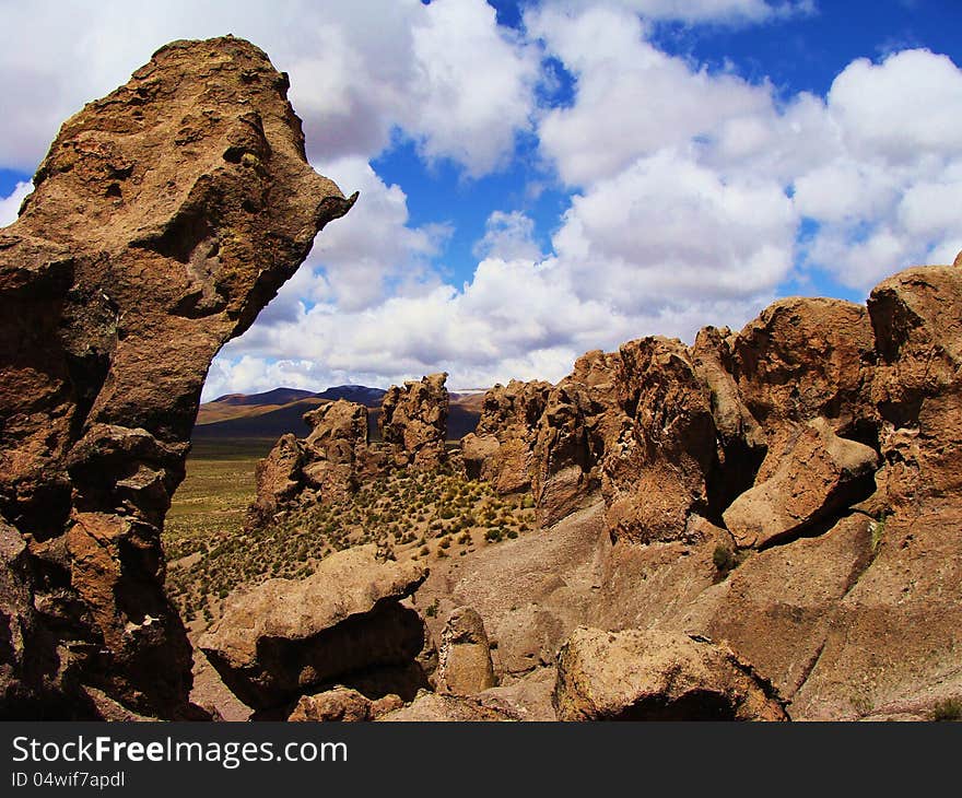 These natural sculptures are the result of weathering of rocks in Andes (Peru)