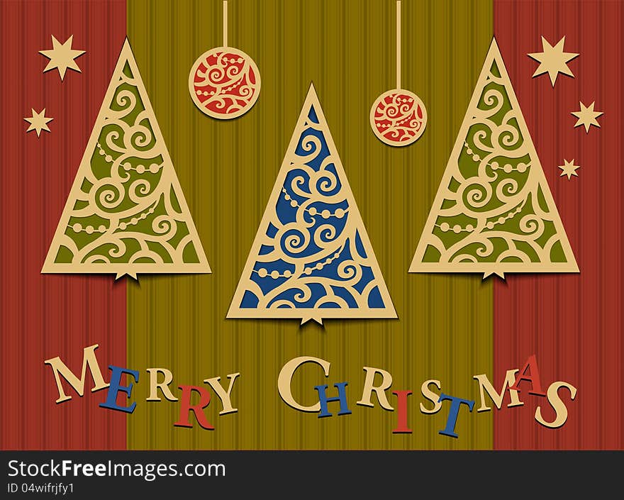 Three Christmas trees applique