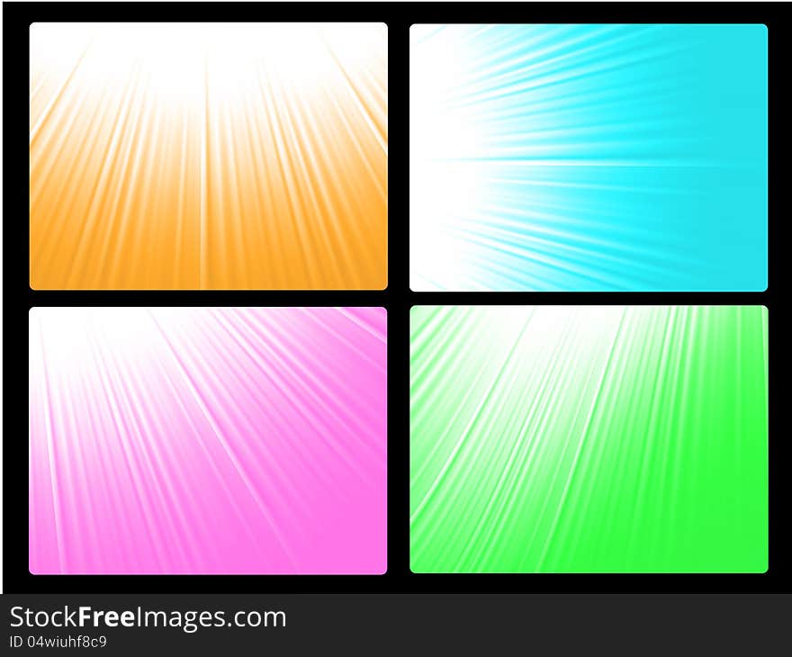 Set of energy burst patterns in different colors.