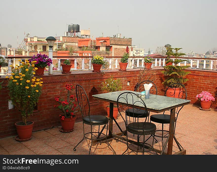 On the roof of Family Home hotel, Kathmandu, Nepal. On the roof of Family Home hotel, Kathmandu, Nepal