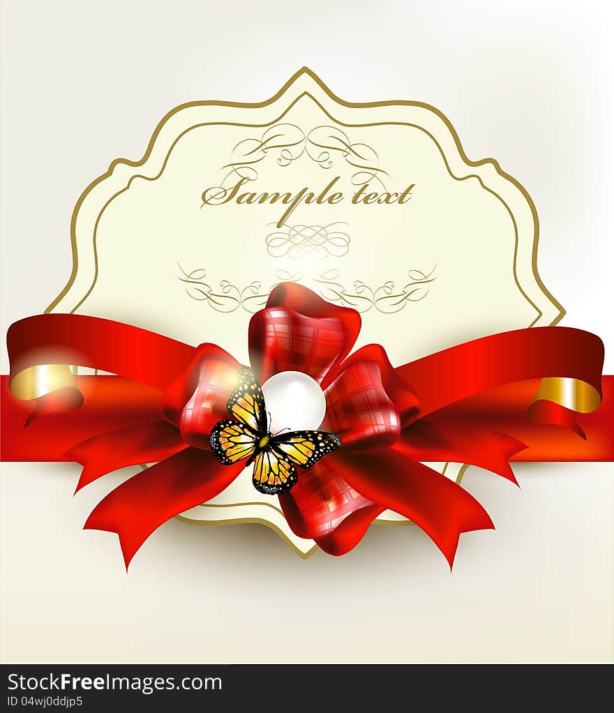 Vintage elegant  background with bow and ribbon. Vintage elegant  background with bow and ribbon