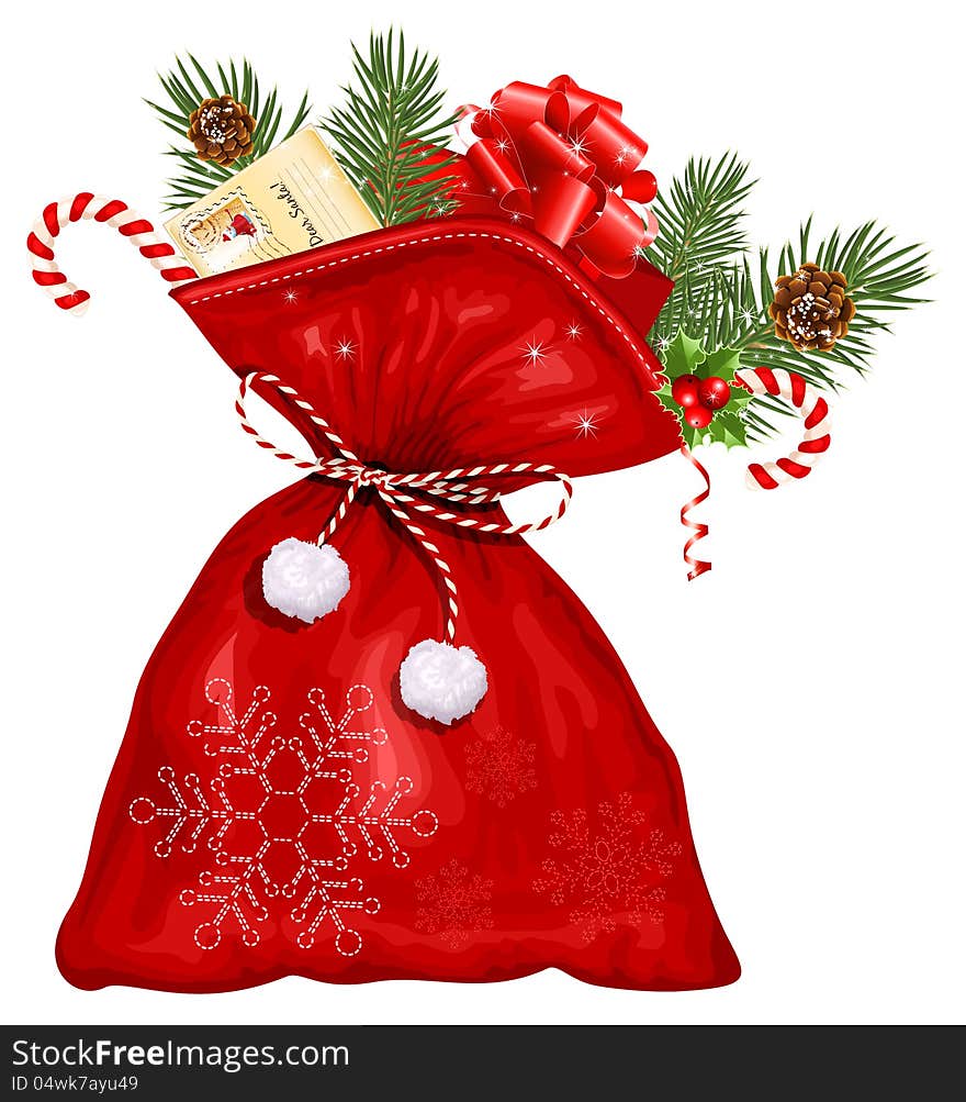 Christmas sack with presents. vector illustration