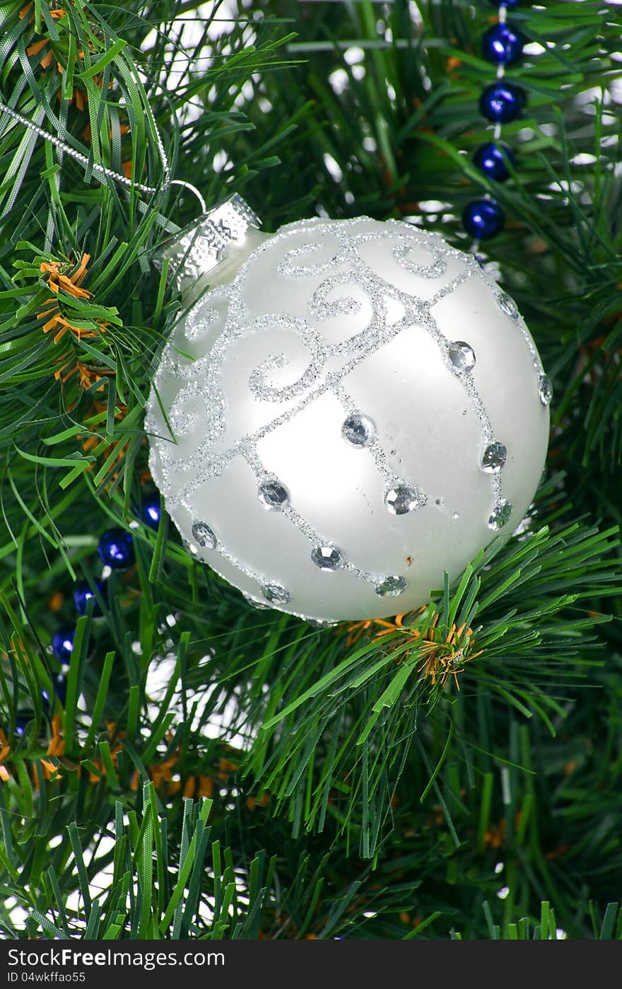 Close up image of christmas firtree with baubles. Close up image of christmas firtree with baubles