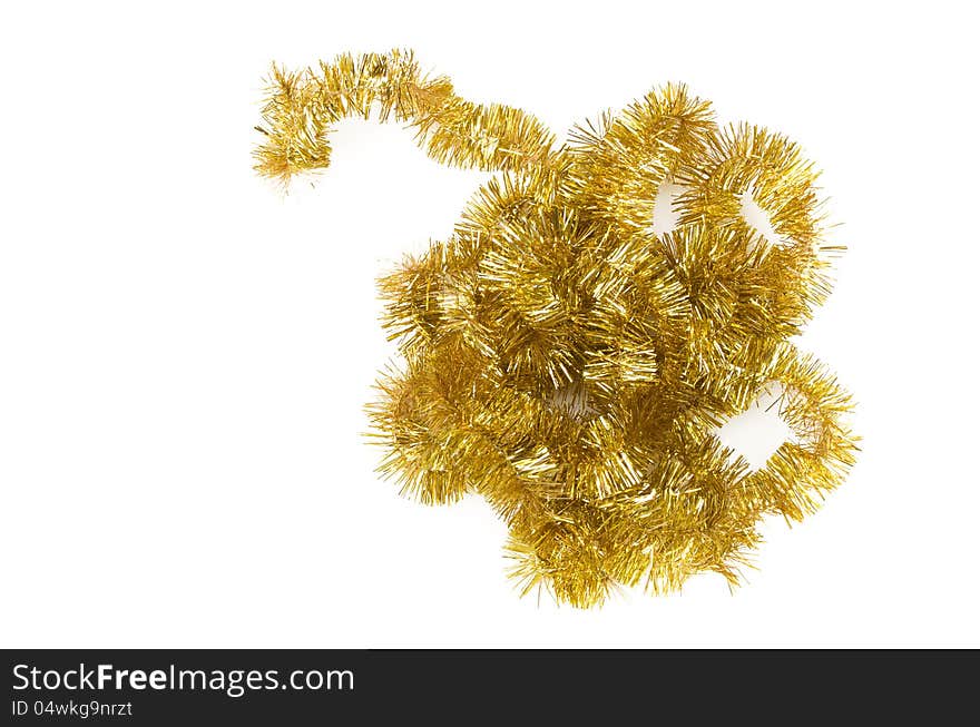 Golden christmas garland on a white background