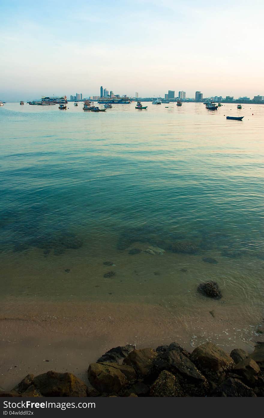 Beautiful sea with boats and rocks. Beautiful sea with boats and rocks