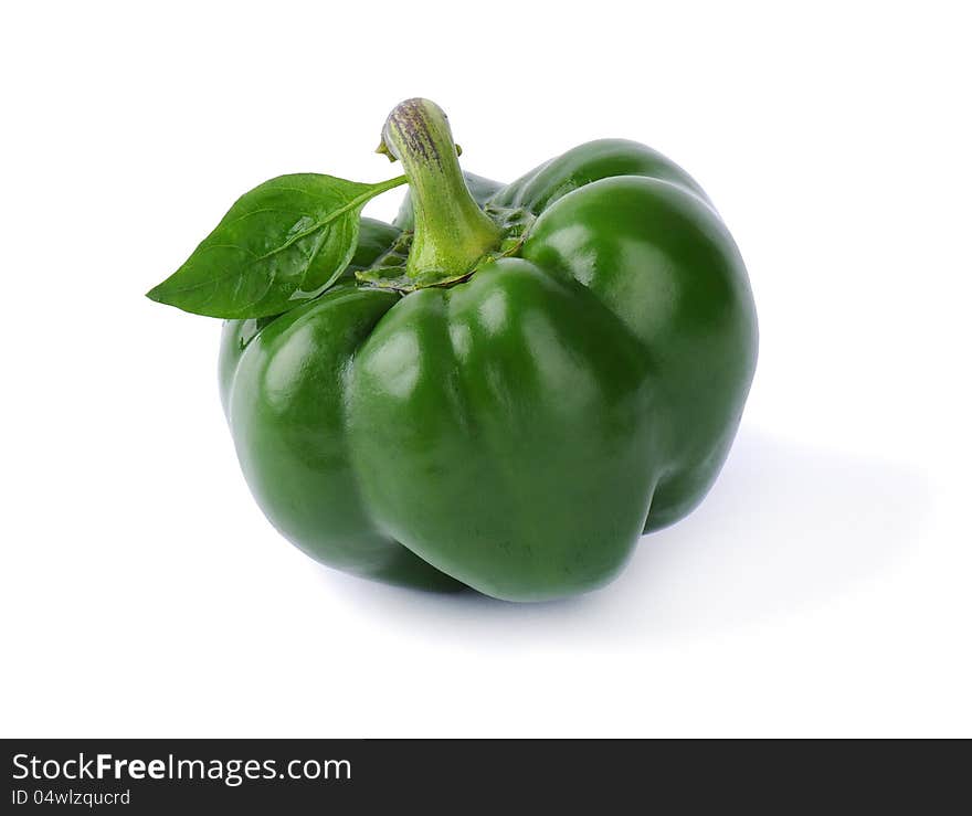 Green pepper on white background