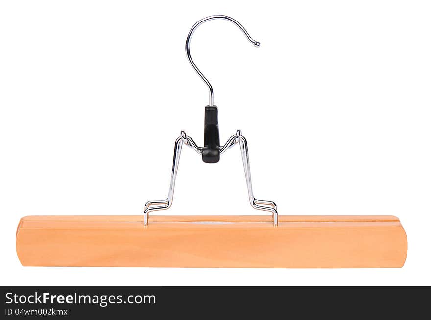 Clothes hanger for trousers on a white background