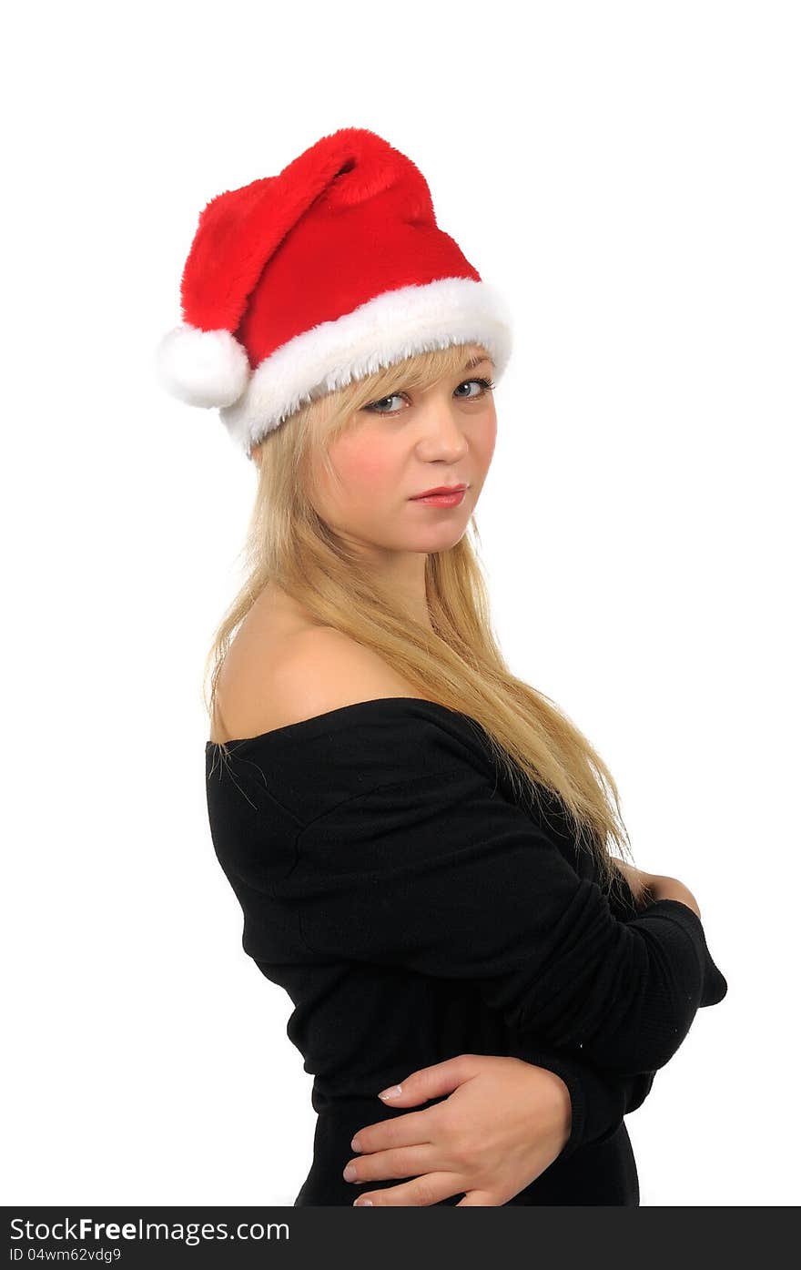 Portrait of santa woman over white background