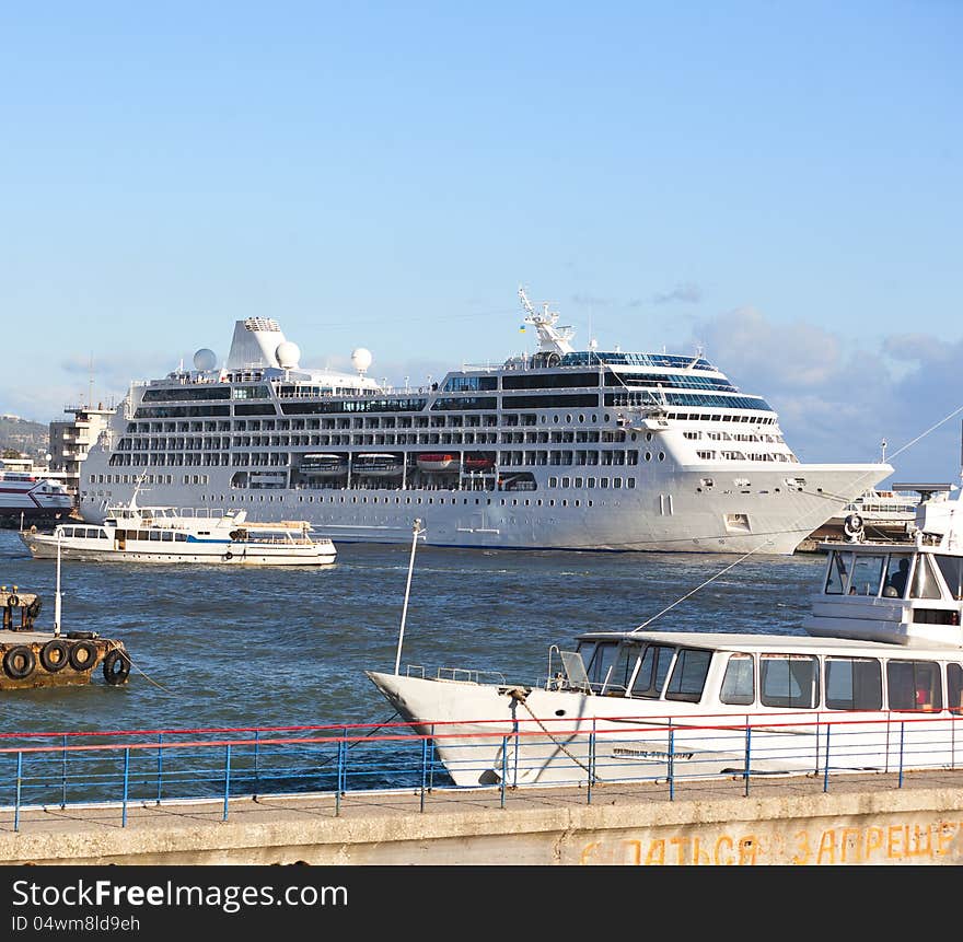 Cruise Liner Into Port Area