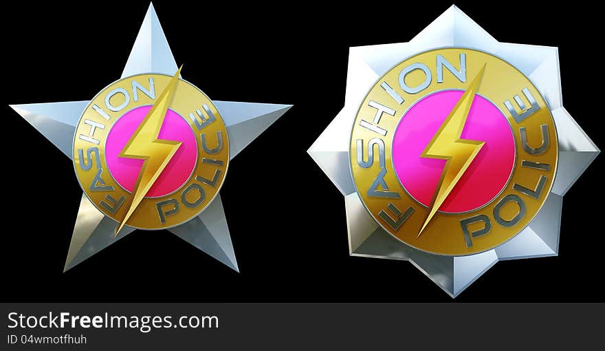 Shiny Pair Of Fashion Police Badges