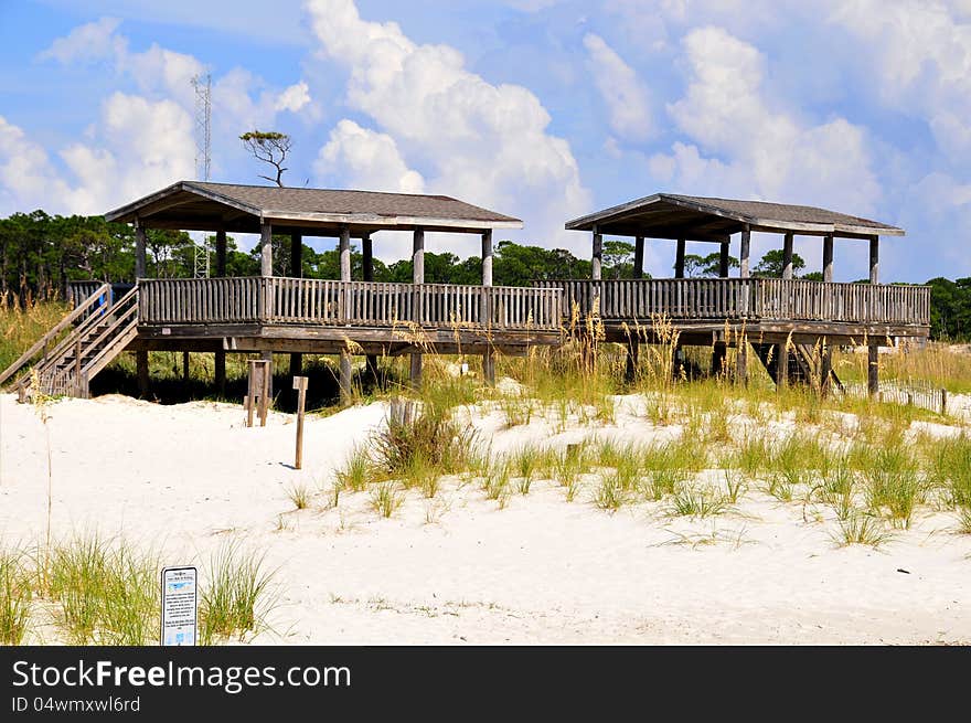 Beach from pavilions on gulf of mexico. Beach from pavilions on gulf of mexico