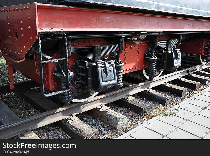 Elements of the steam locomotive, city of Orenburg, Southern Ural, Russia