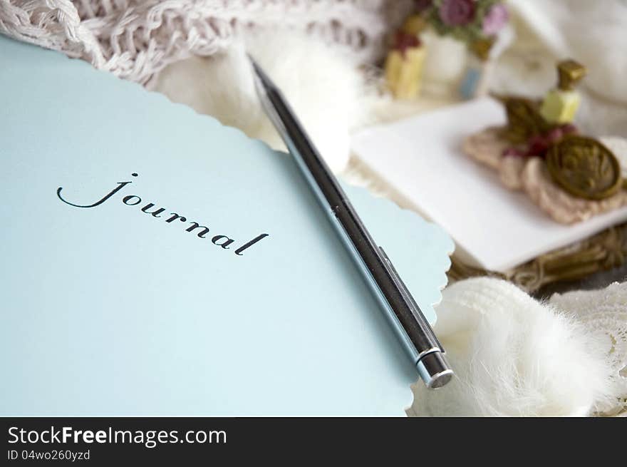 Close up woman s journal