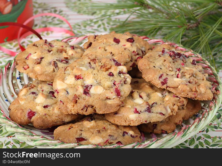 Plate of Cranberry Nut Cookies