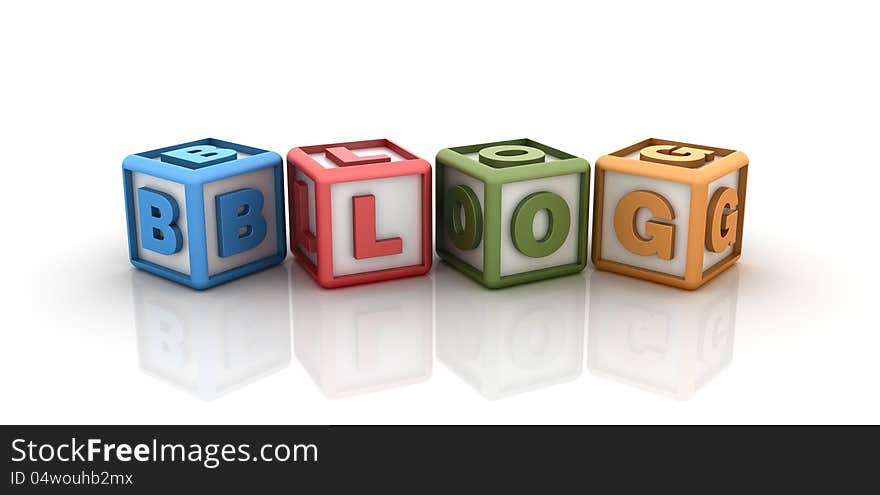 Three dimensional illustration of cubes with word Blog. Three dimensional illustration of cubes with word Blog