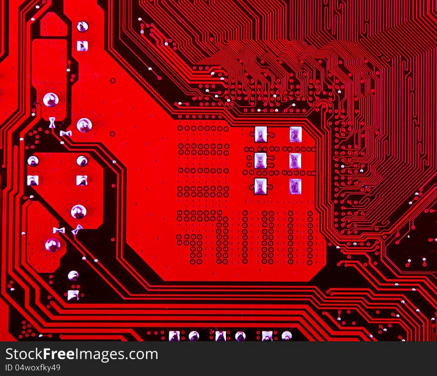 Details of a computer motherboard. Details of a computer motherboard