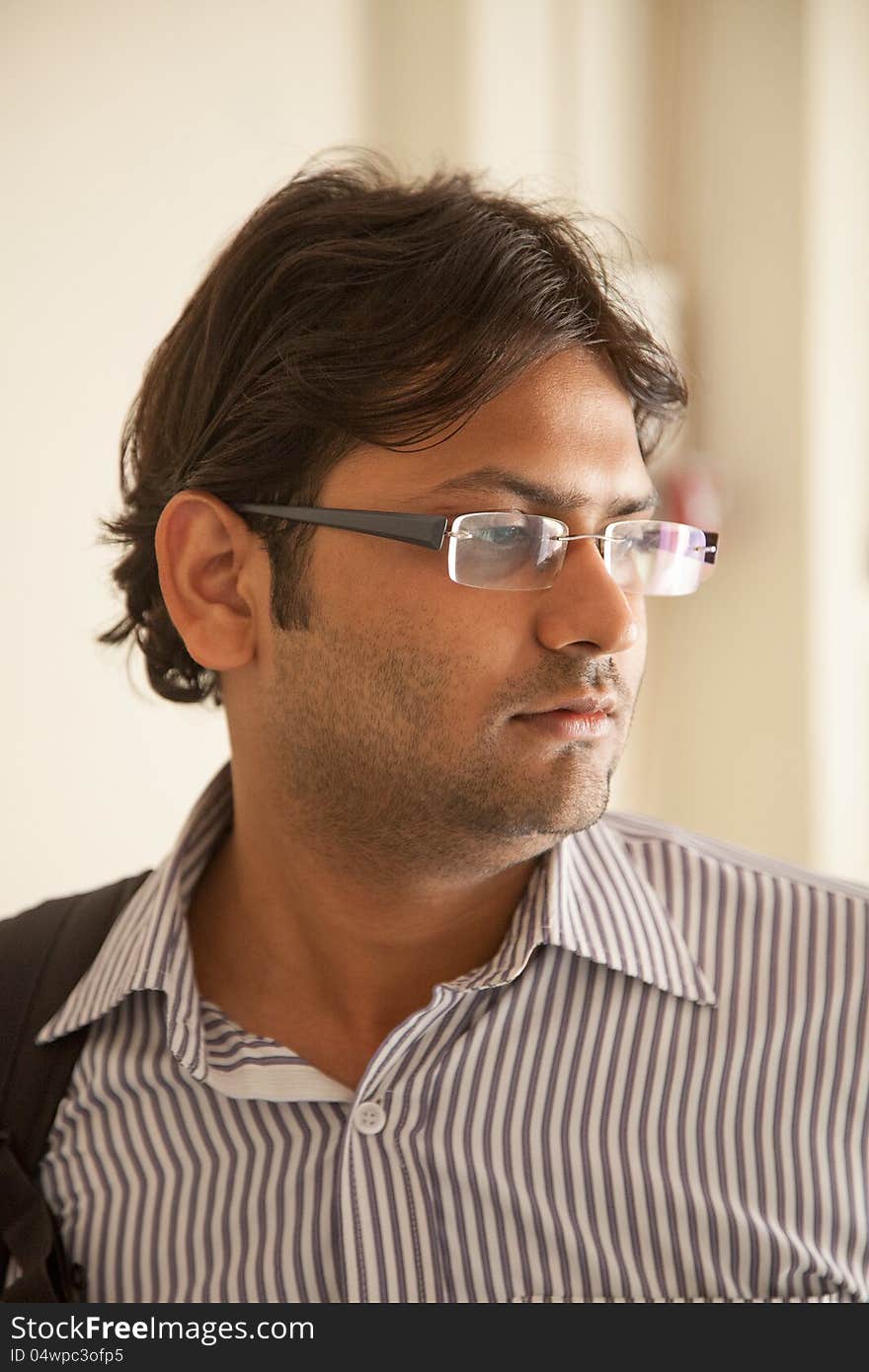 Portrait Indian young man having spectacles. Portrait Indian young man having spectacles