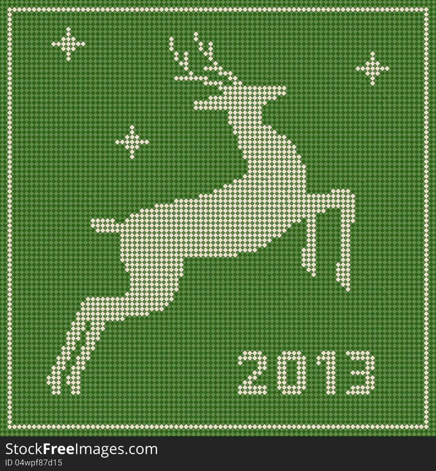 Traditional Christmas embroidery pattern with a deer. Traditional Christmas embroidery pattern with a deer