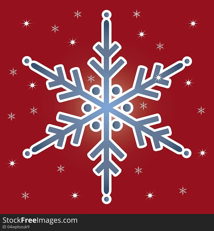 Red Background With  Snowflake.