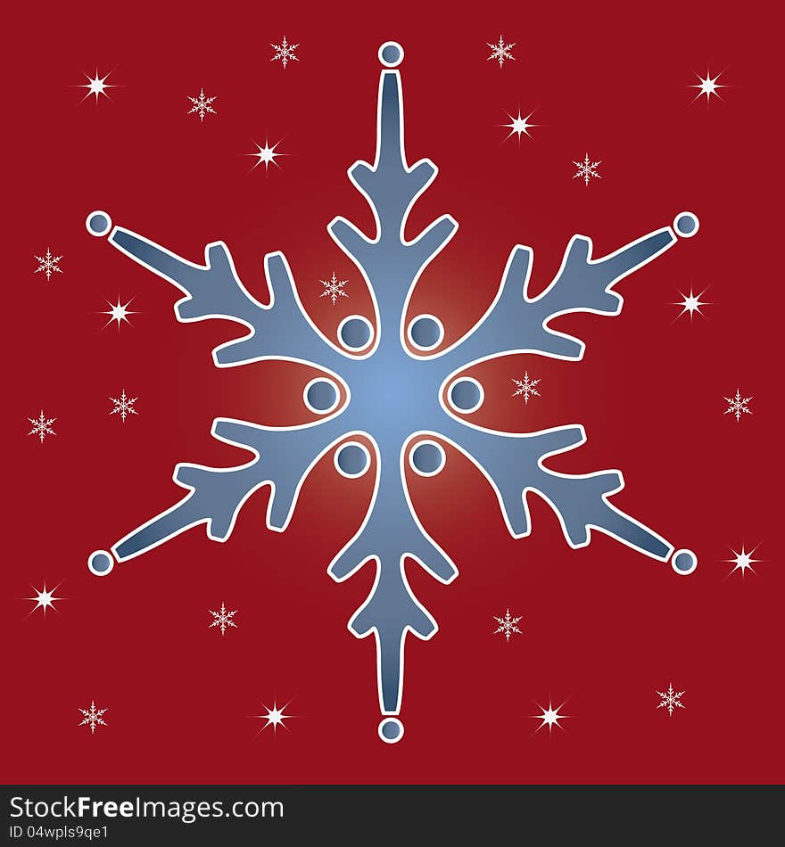 Red background with  snowflake.