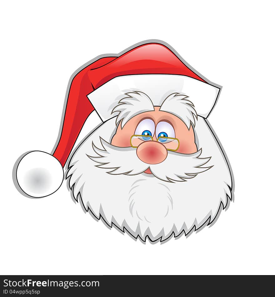 Santas head isolated on a white background