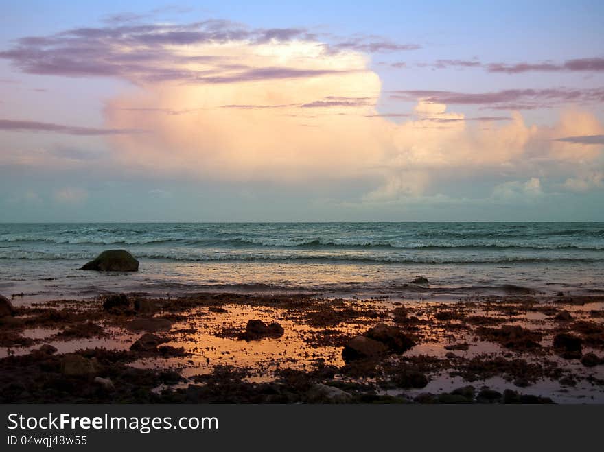 Beach in beautiful colors at sunset. Beach in beautiful colors at sunset