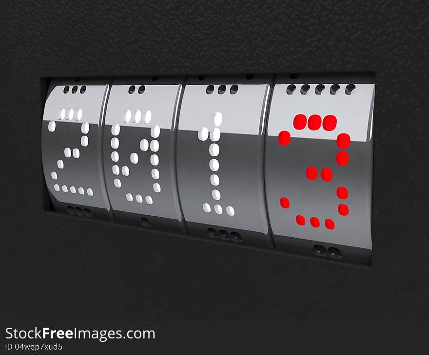 Design component of a counter dial that is showing the year 2013. Design component of a counter dial that is showing the year 2013.