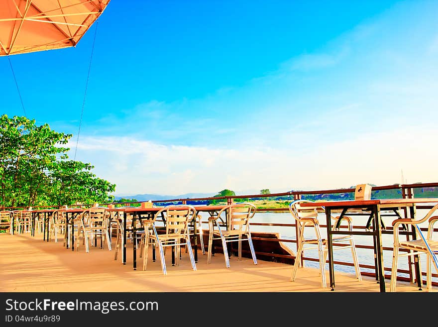 Landscapes. The restaurants along the Mekong River. Landscapes. The restaurants along the Mekong River