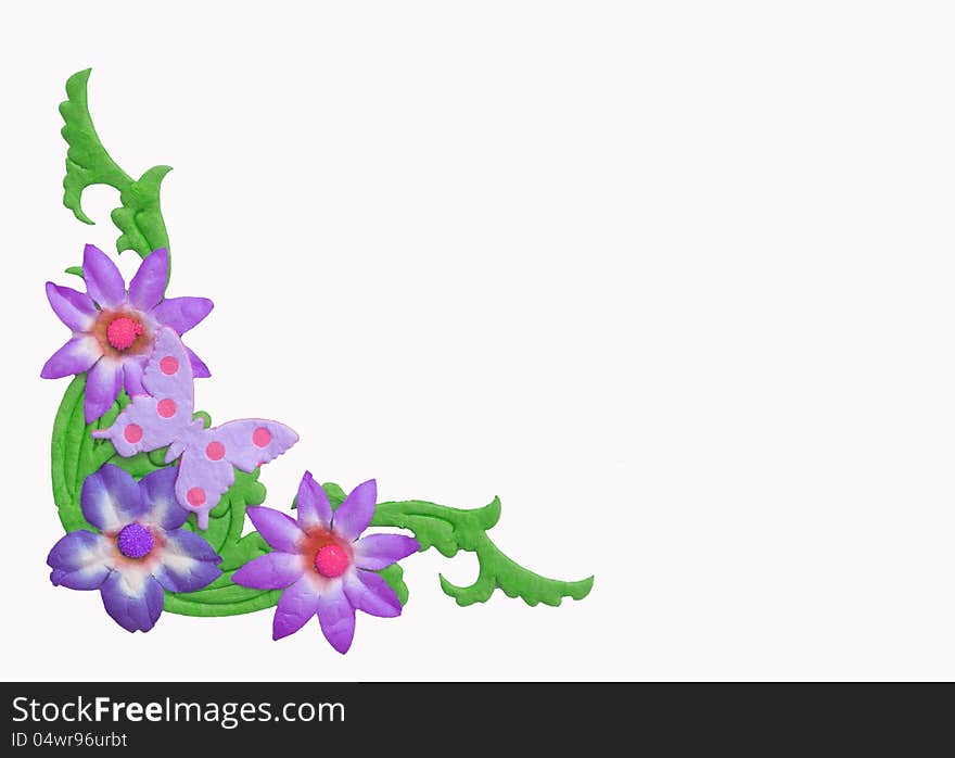 Abstract flowers frame isolated