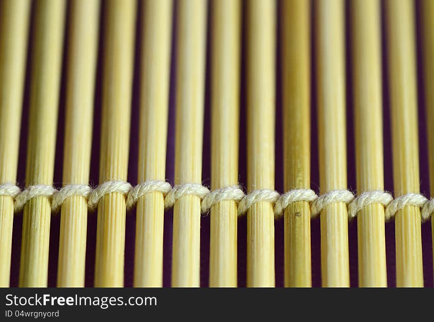 A bamboo mat tied with cotton rope. A bamboo mat tied with cotton rope.