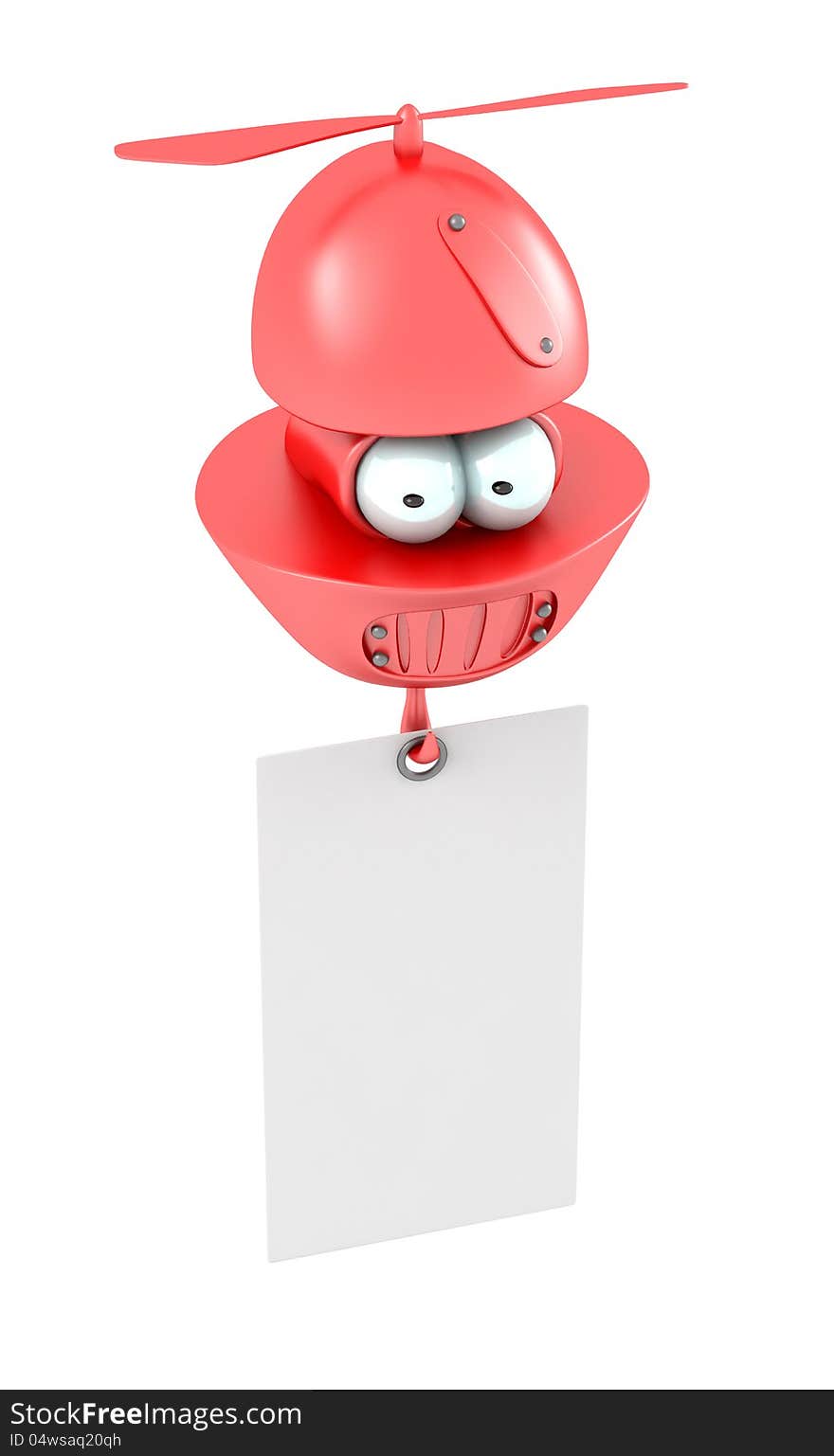 Cartoon flying character with blank banner