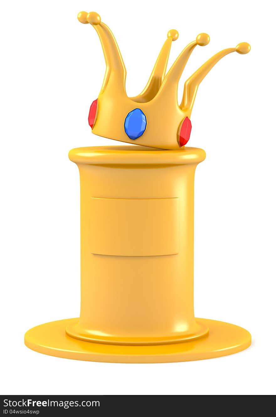 Crown on golden pedestal