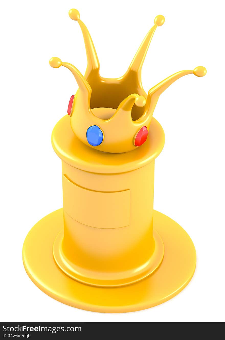 Crown on golden pedestal