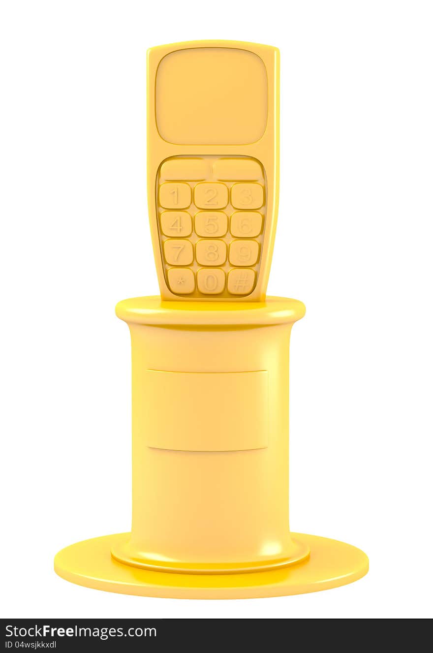 Mobile Phone On Golden Pedestal