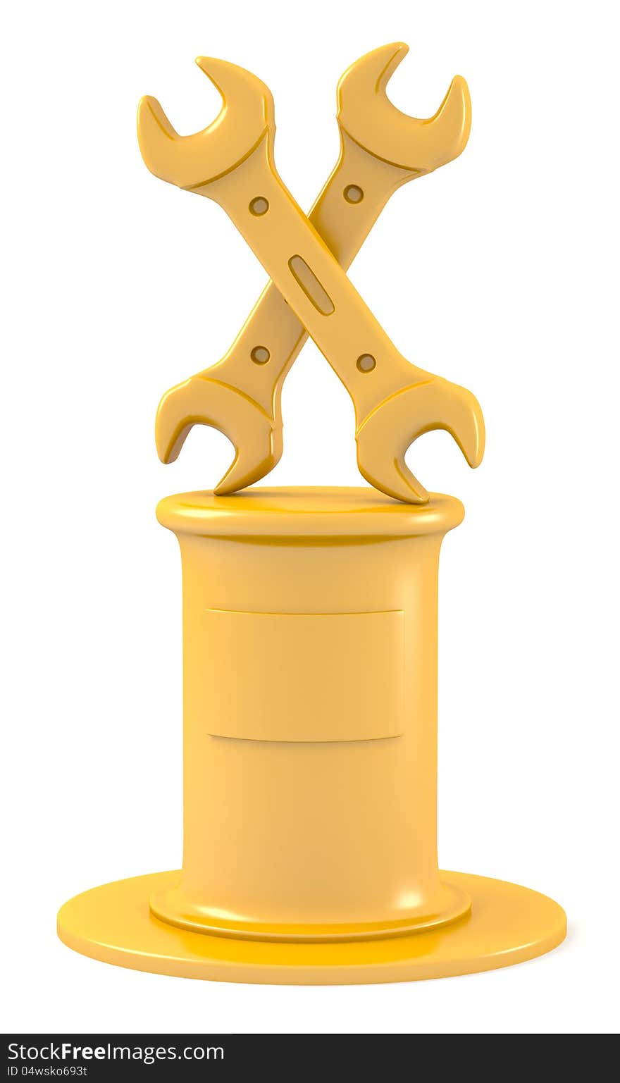 Two Wrenches On Golden Pedestal