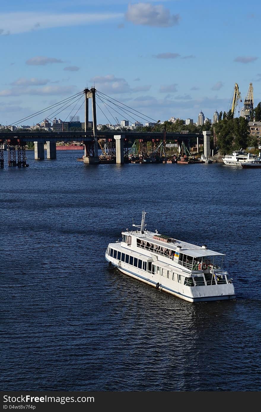 Steam-ship in the river Dnepr