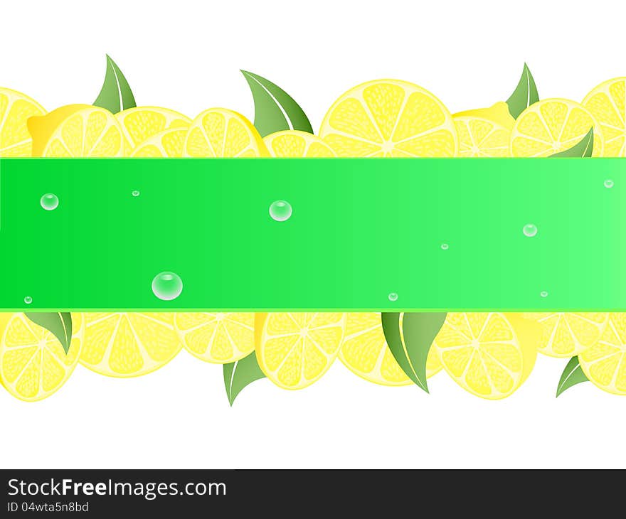 Background with lemons and leaves, with space for sample text. Background with lemons and leaves, with space for sample text.