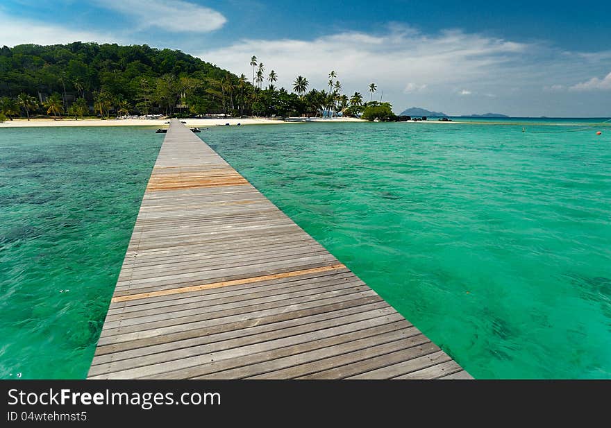 Wooden bridge from the island. Wooden bridge from the island